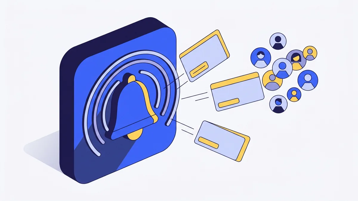 Illustration of followers receiving an app update alert