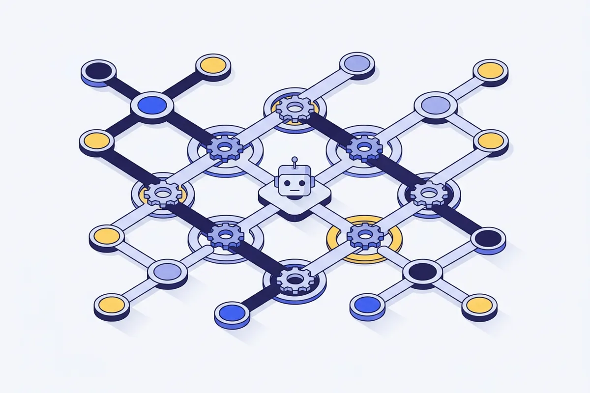 Illustration of AI agents and automation workflows