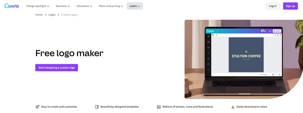 Canva free logo maker homepage