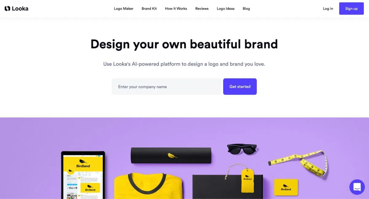 Looka homepage