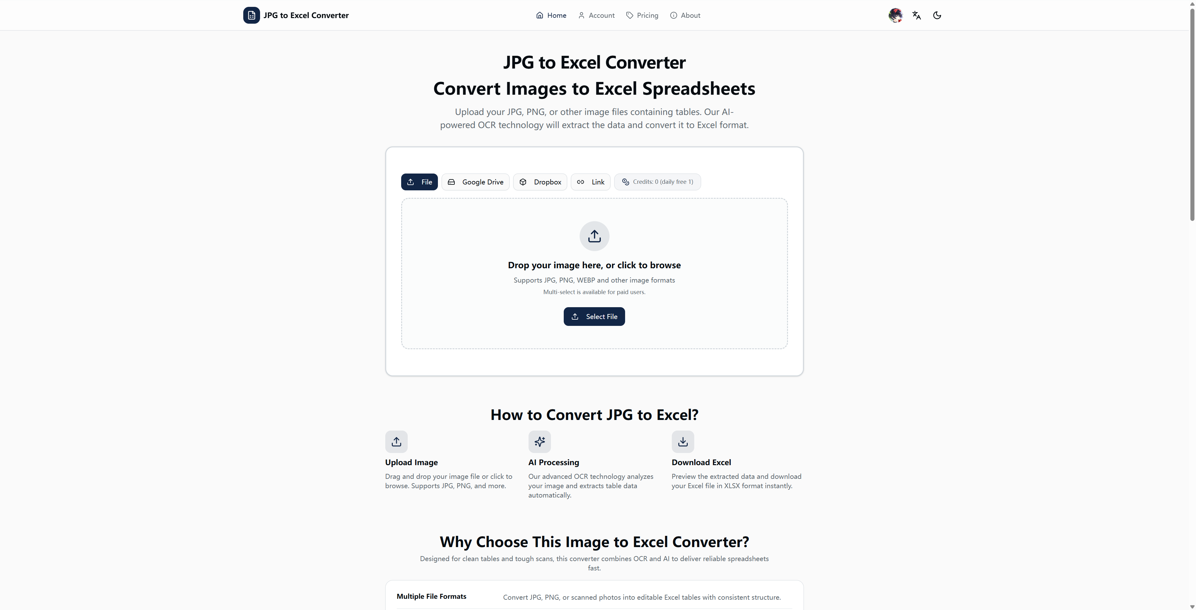 JPG To Excel Converter - Free Online AI Driven Tools app icon
