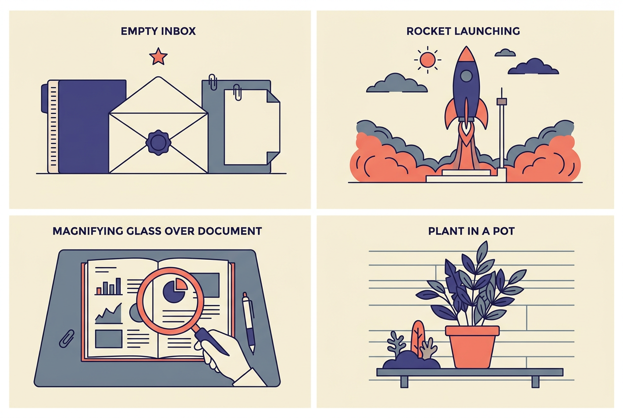 Example output generated from the "Flat vector illustration set that stays on brand" prompt