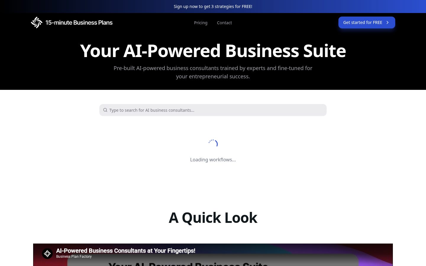 15-minute Business Plans Homepage