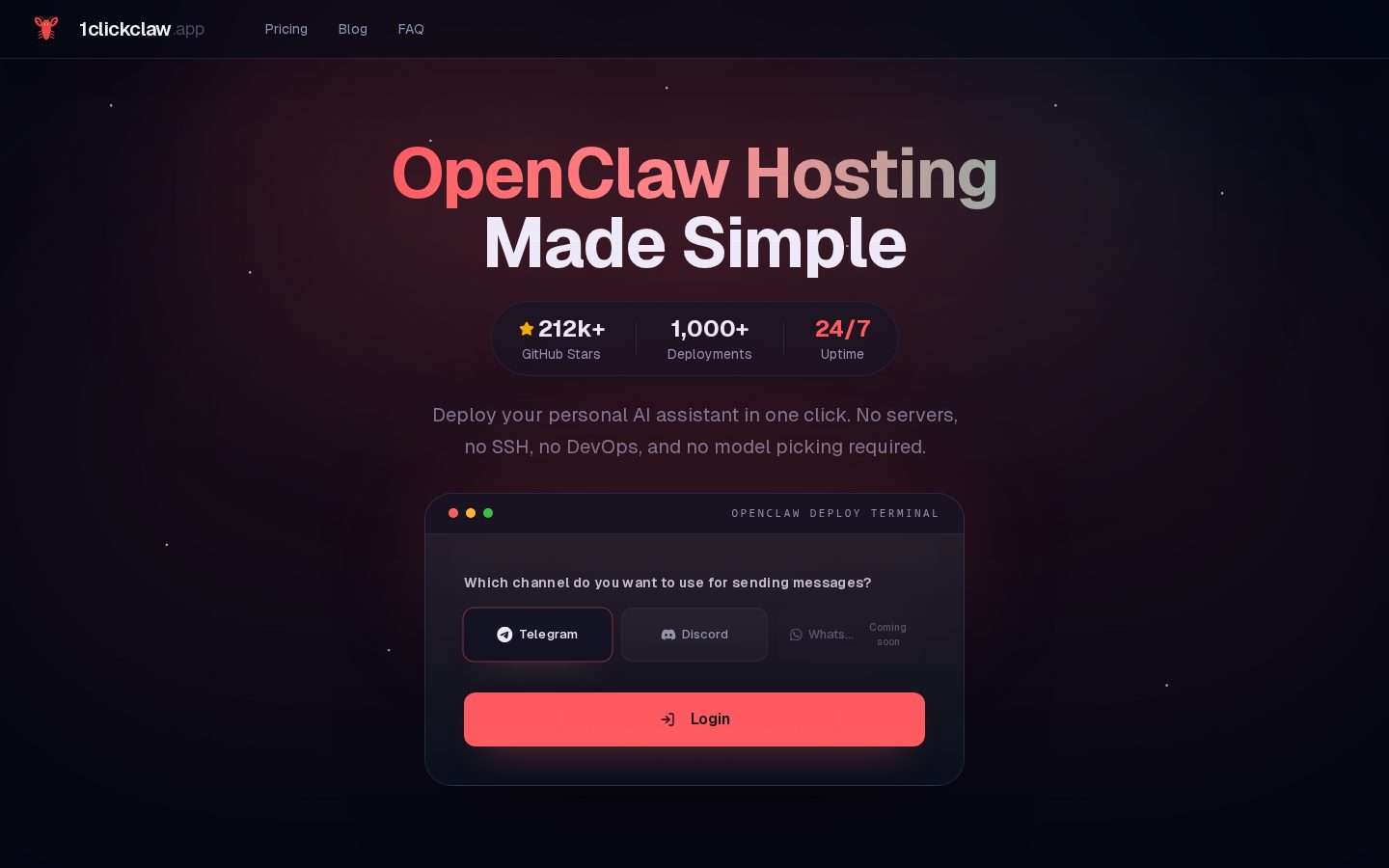 1ClickClaw Homepage