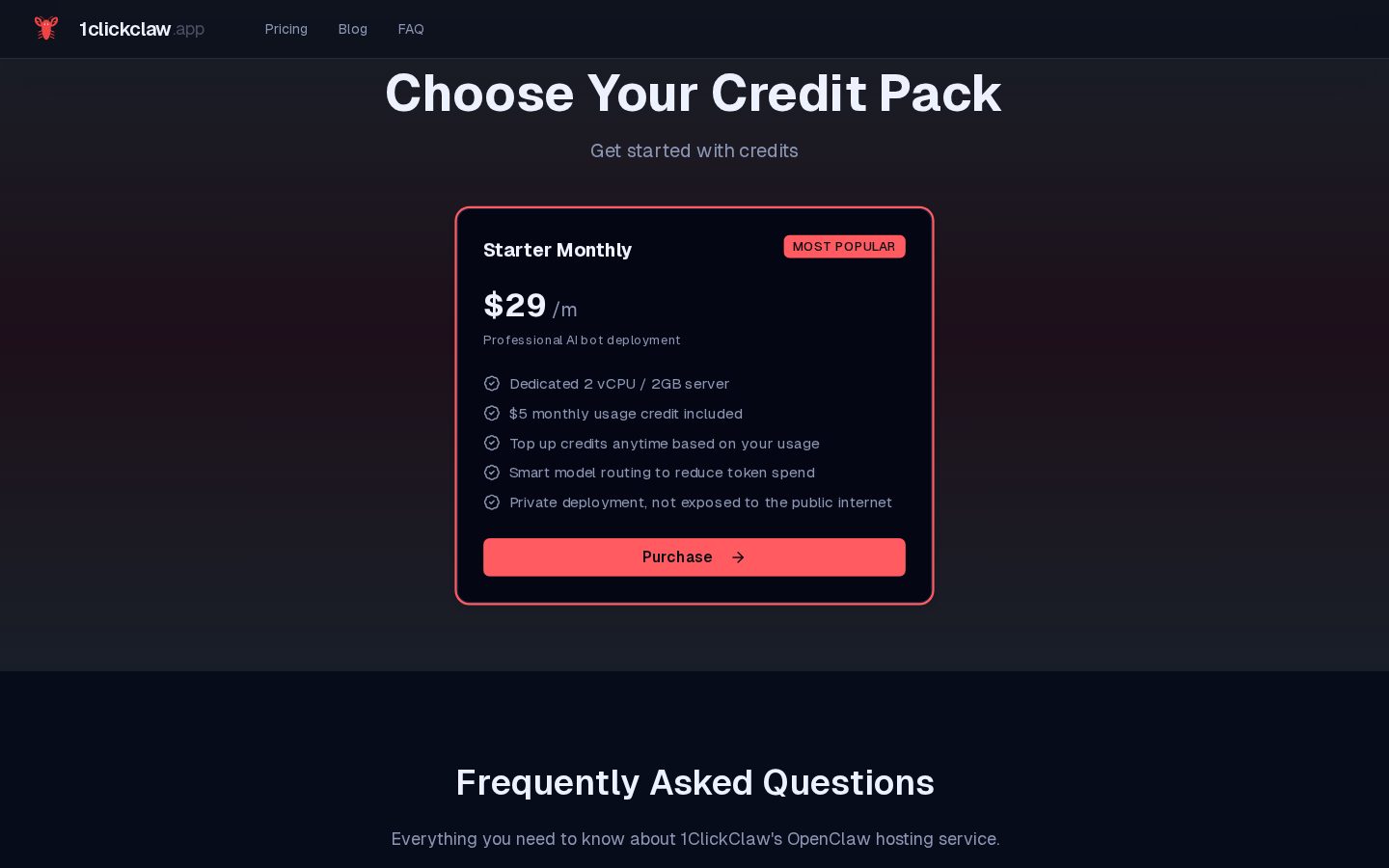 1ClickClaw Pricing