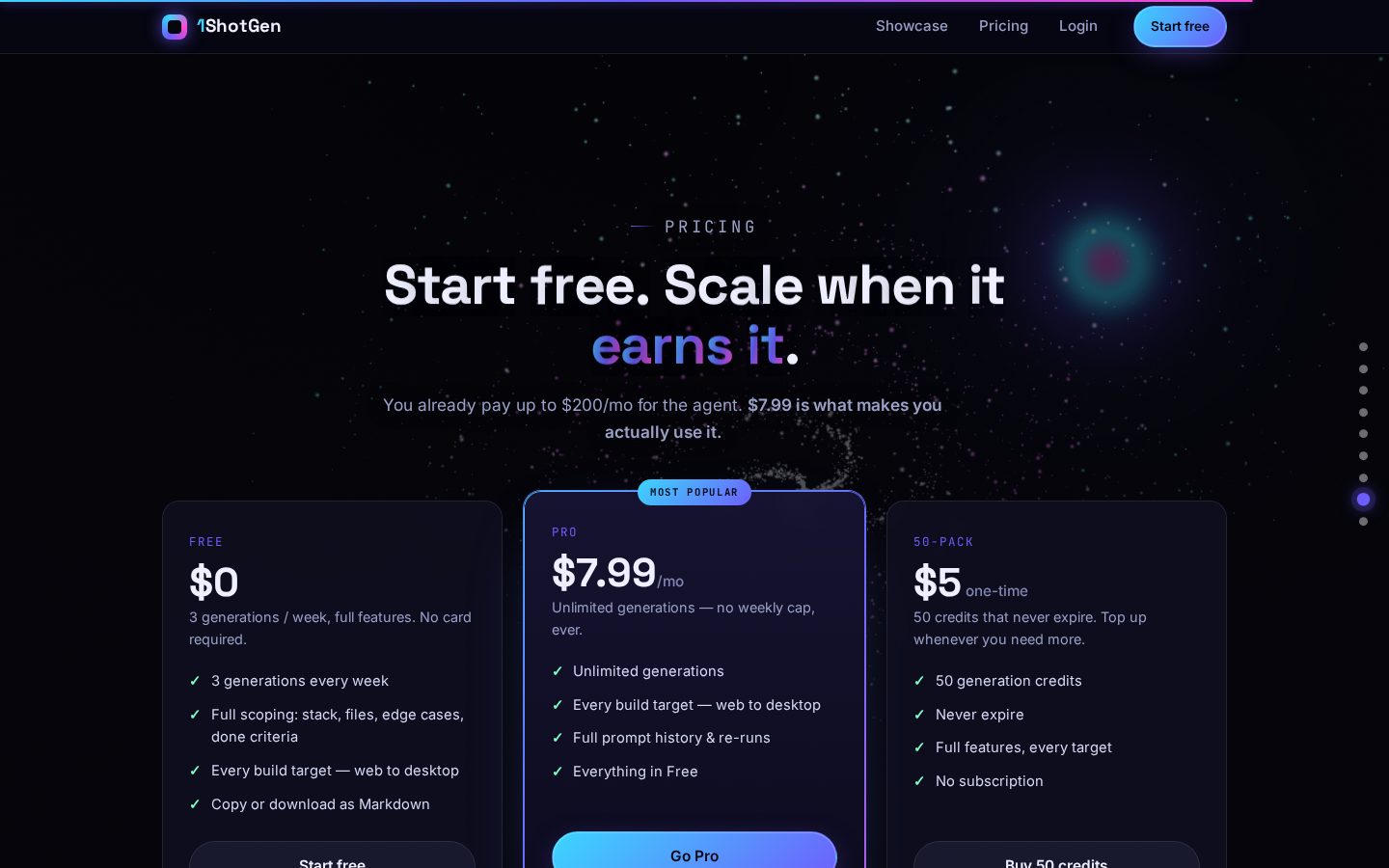 1ShotGen Pricing