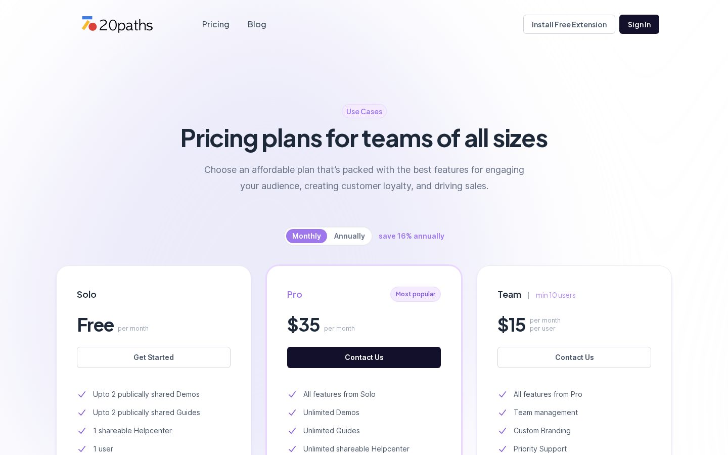 20paths Pricing