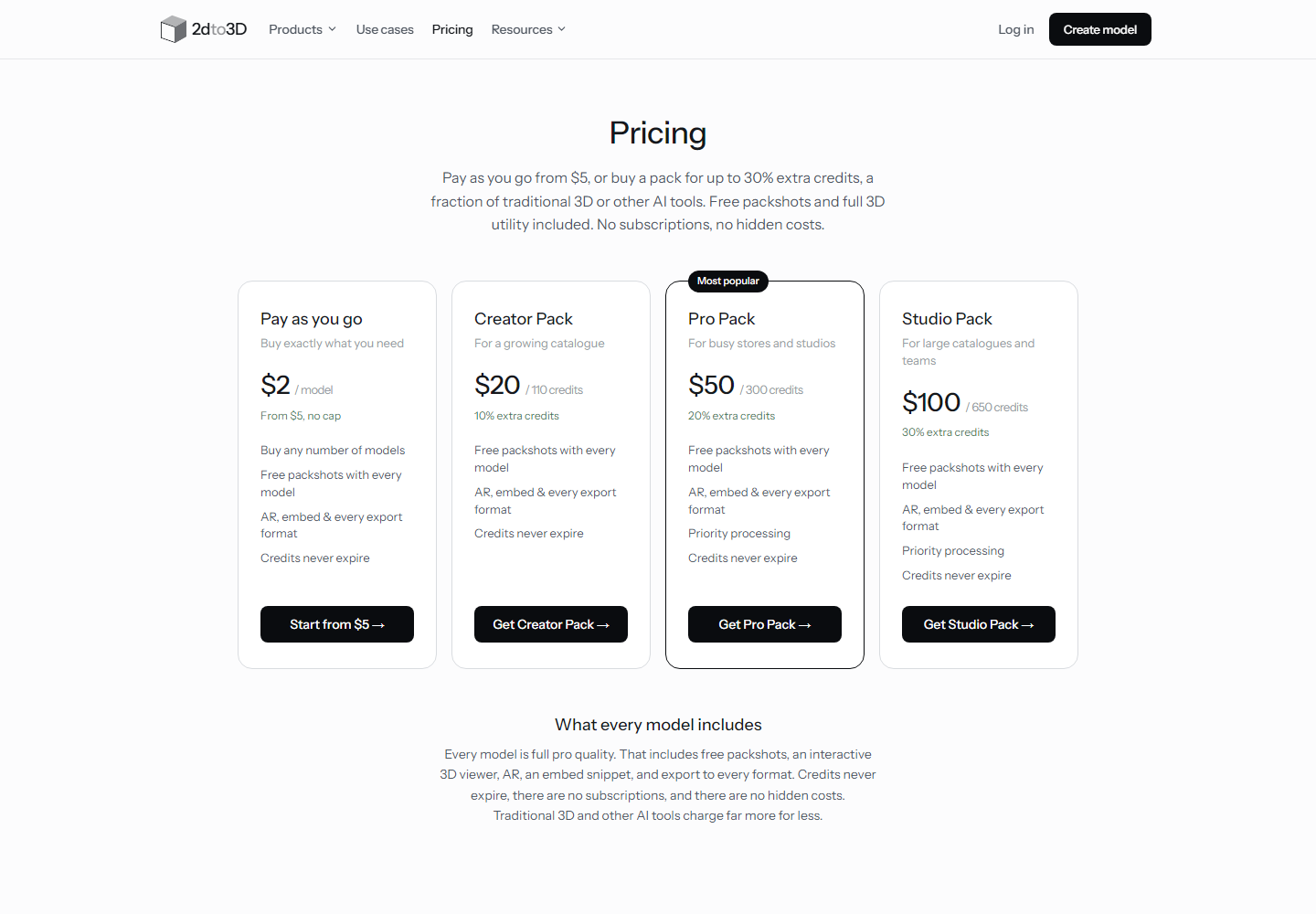 2dto3D pricing