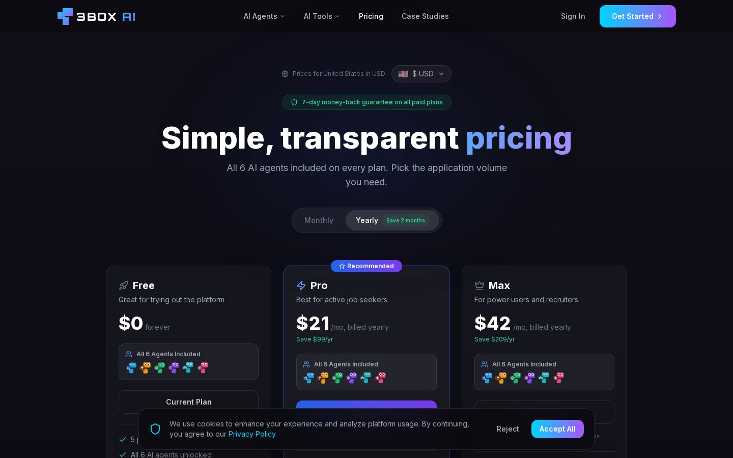 3BOX AI Pricing
