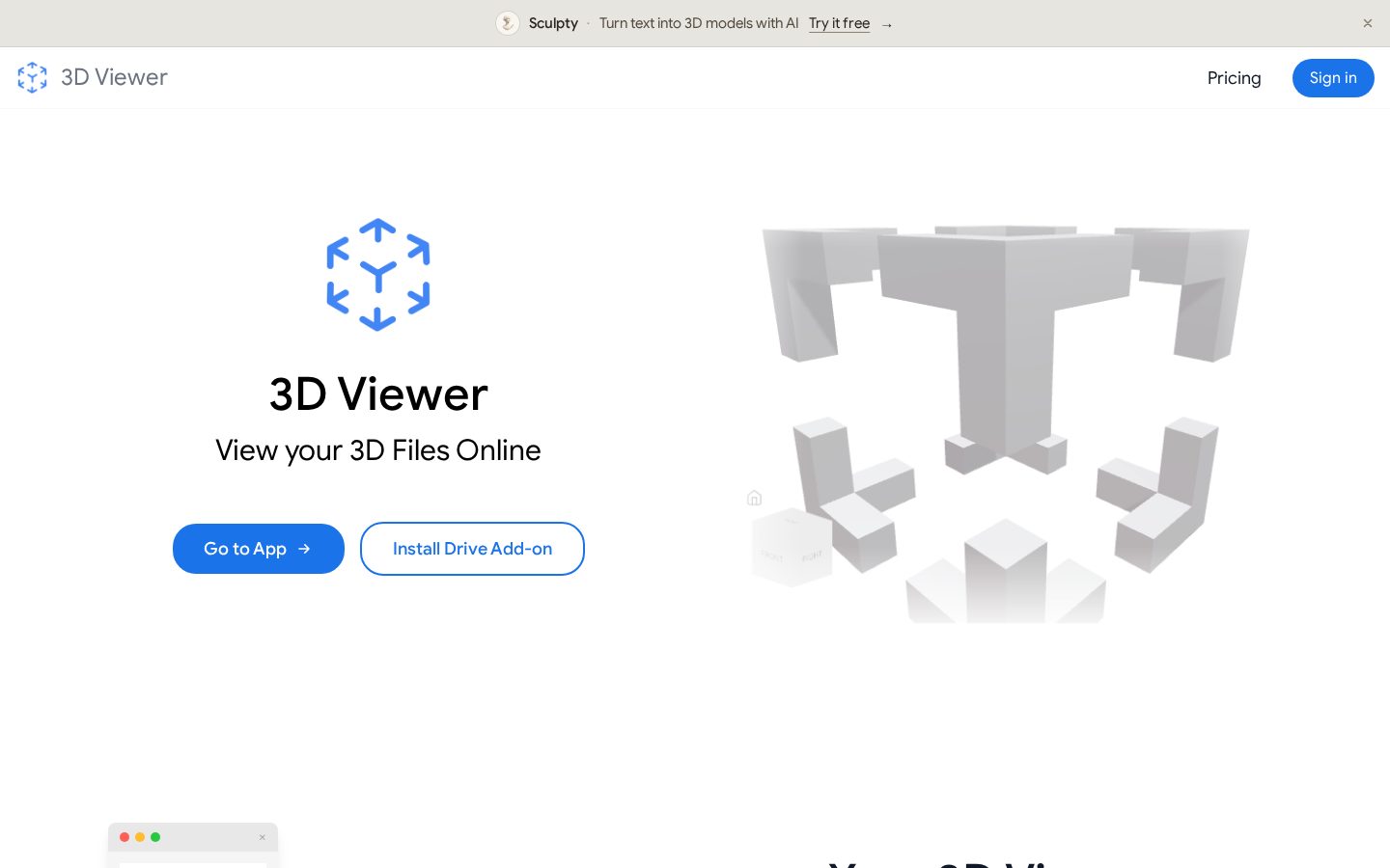 3D Viewer for Google Drive Homepage