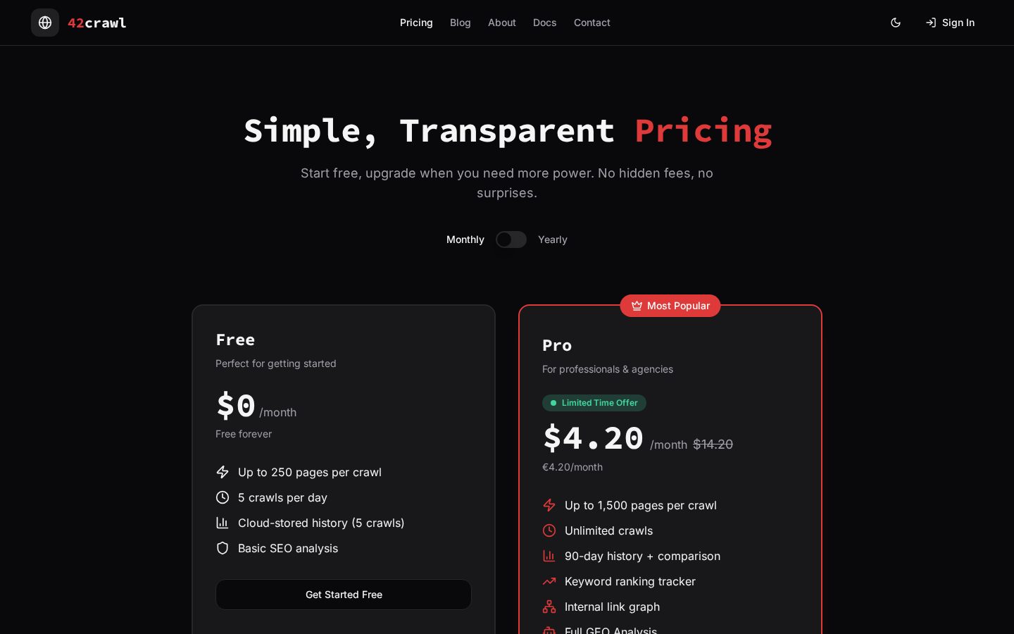 42crawl Pricing