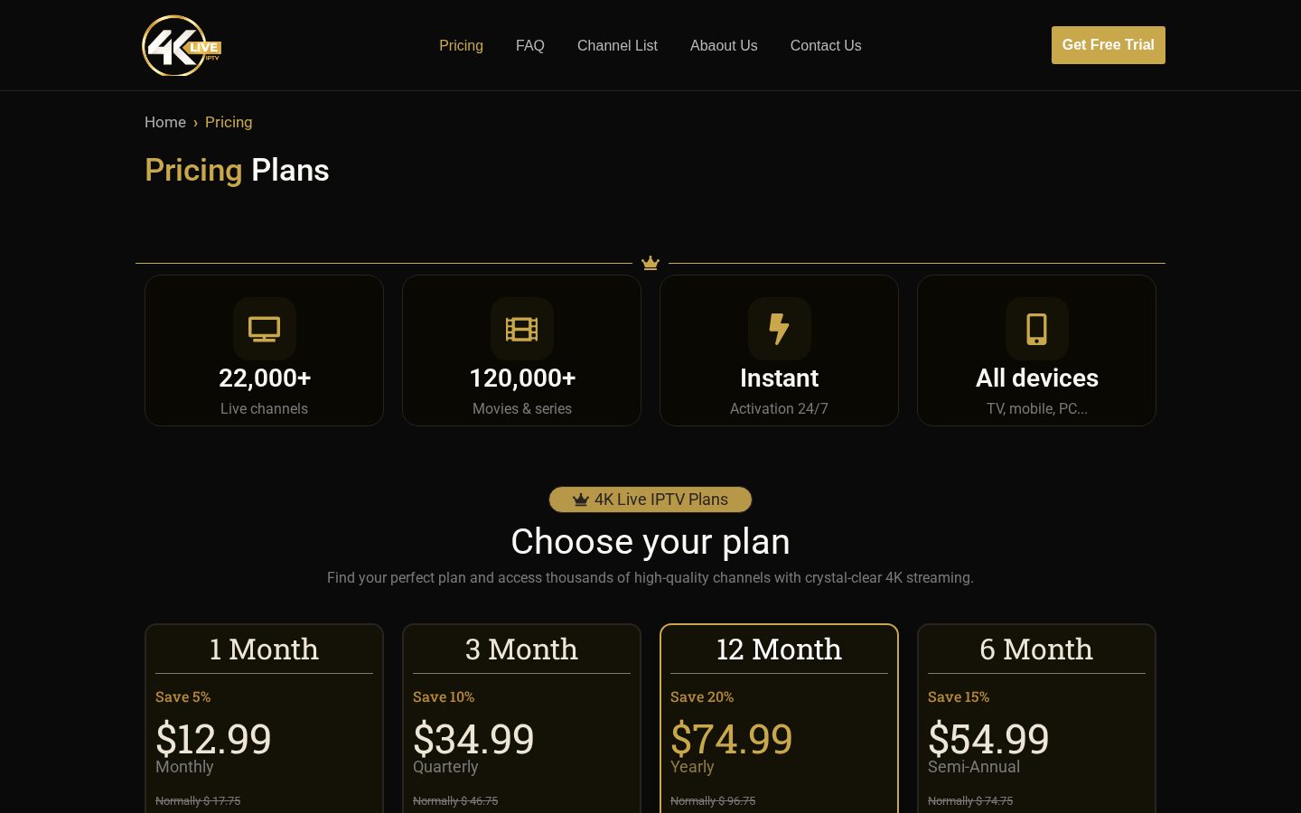 4Kliveiptv Pricing