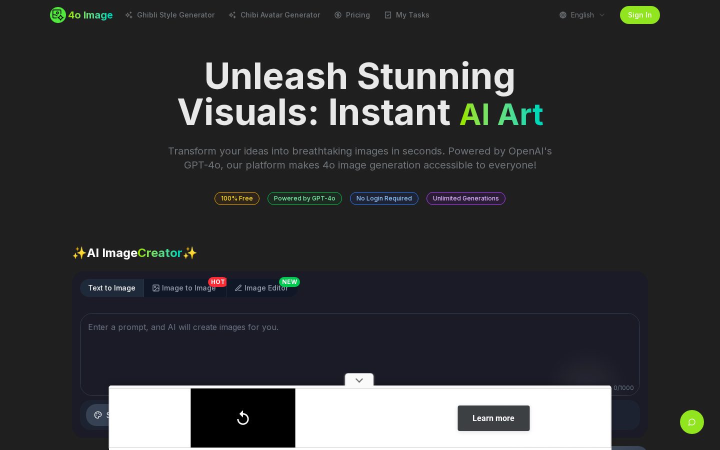 4o Image Generator Homepage