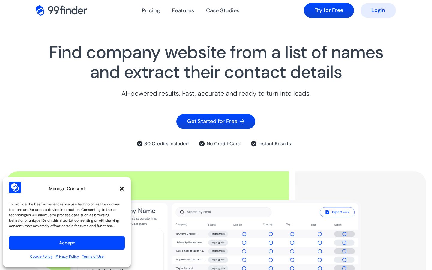 99finder.io Homepage
