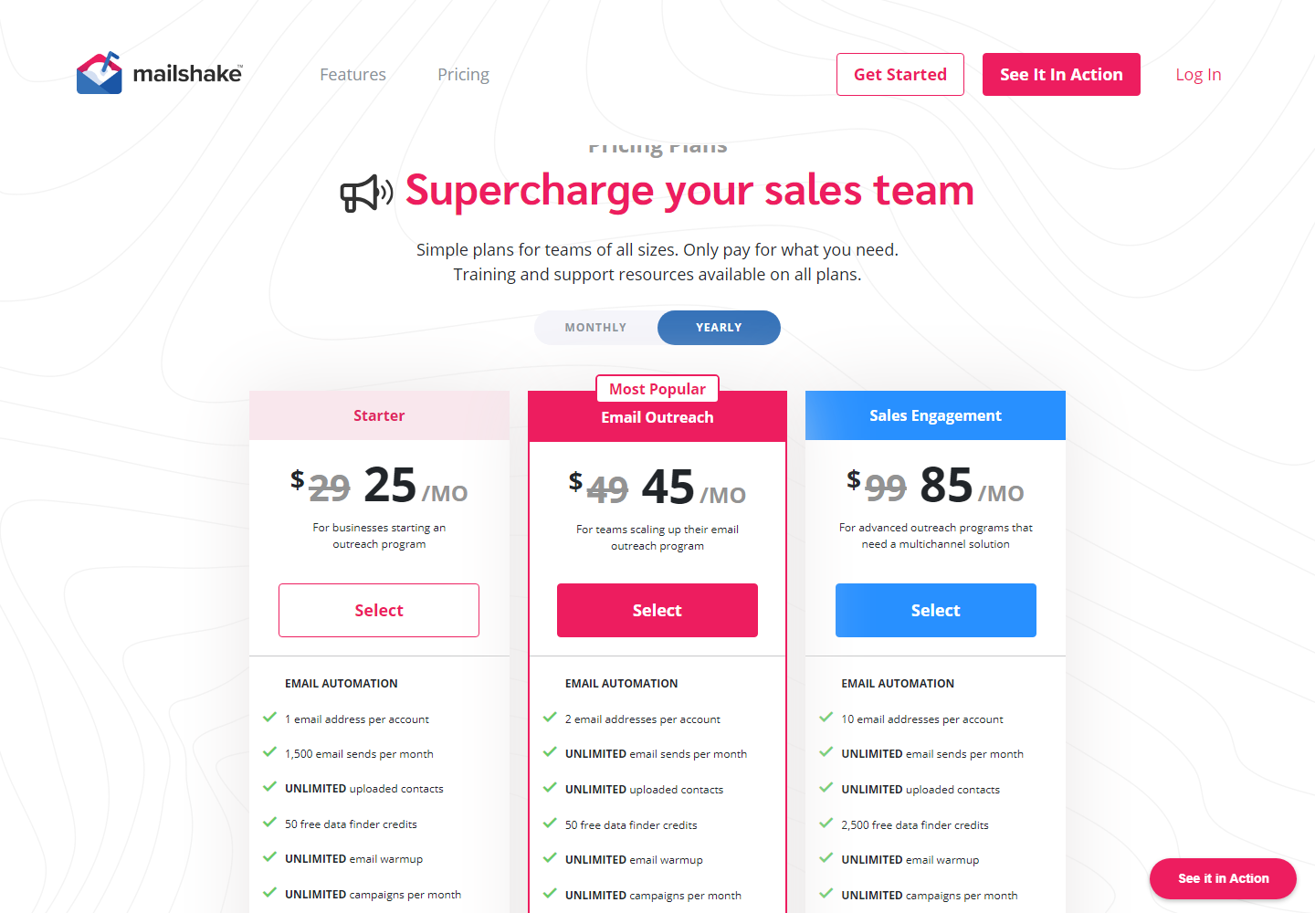 A simple solution for email outreach. pricing
