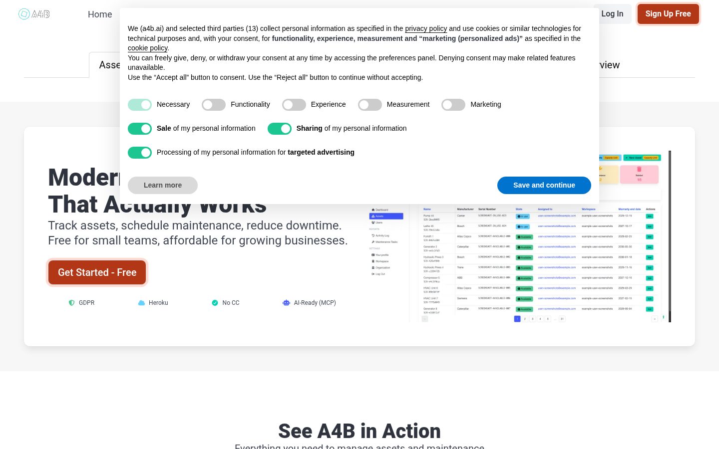 A4B CMMS Homepage