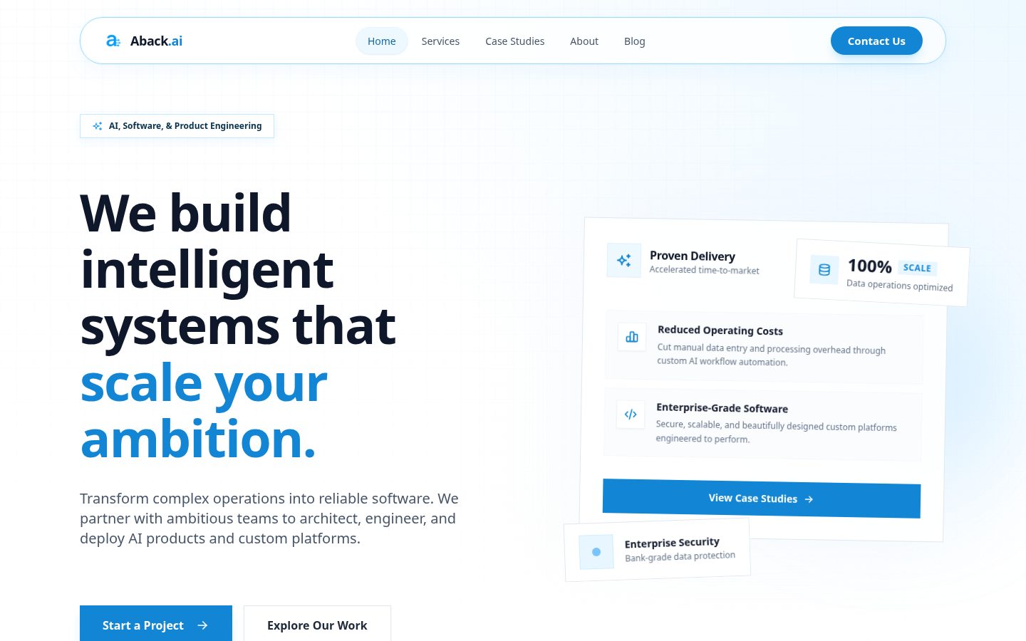 Aback Homepage