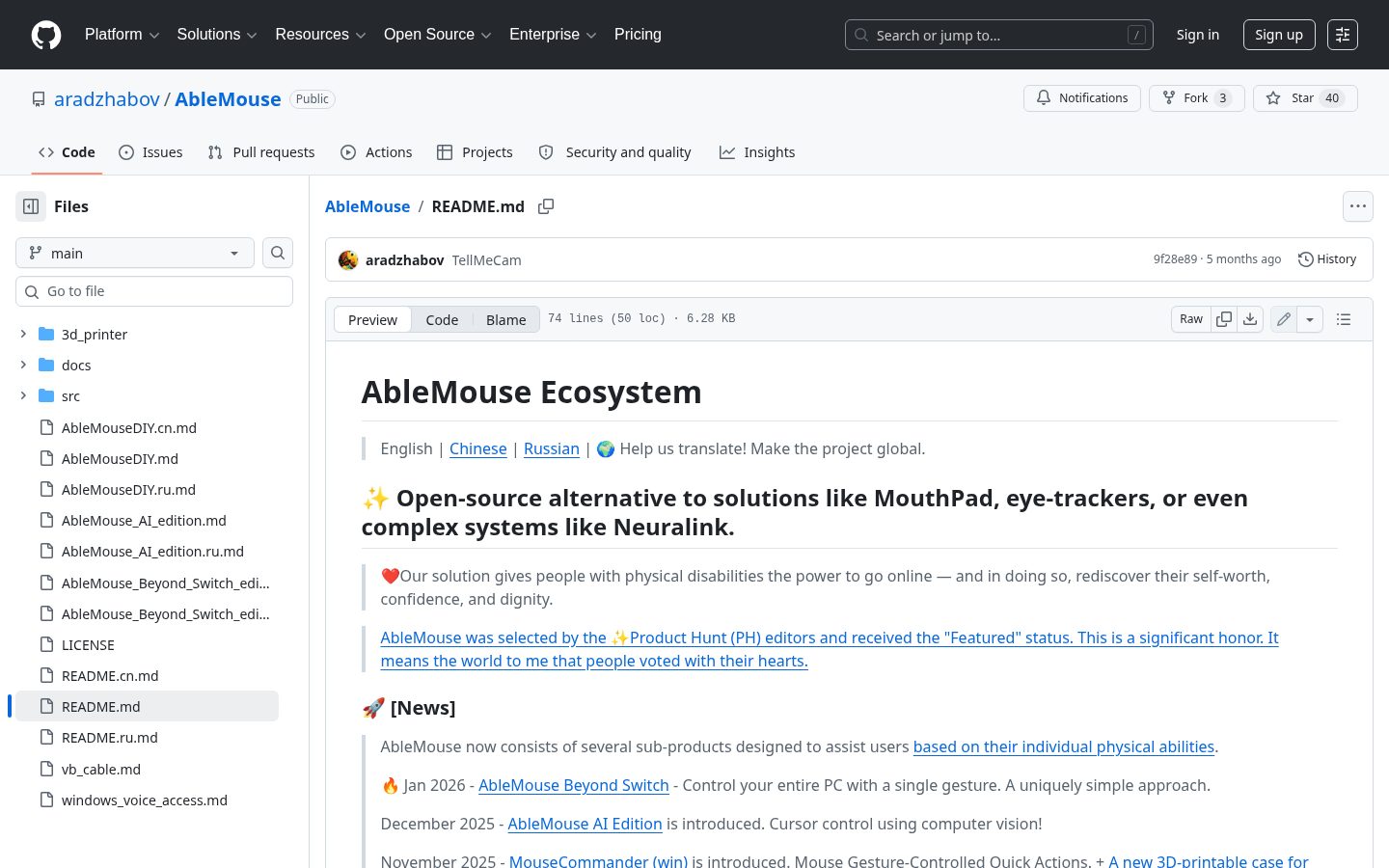 AbleMouse Beyond Switch Edition Homepage