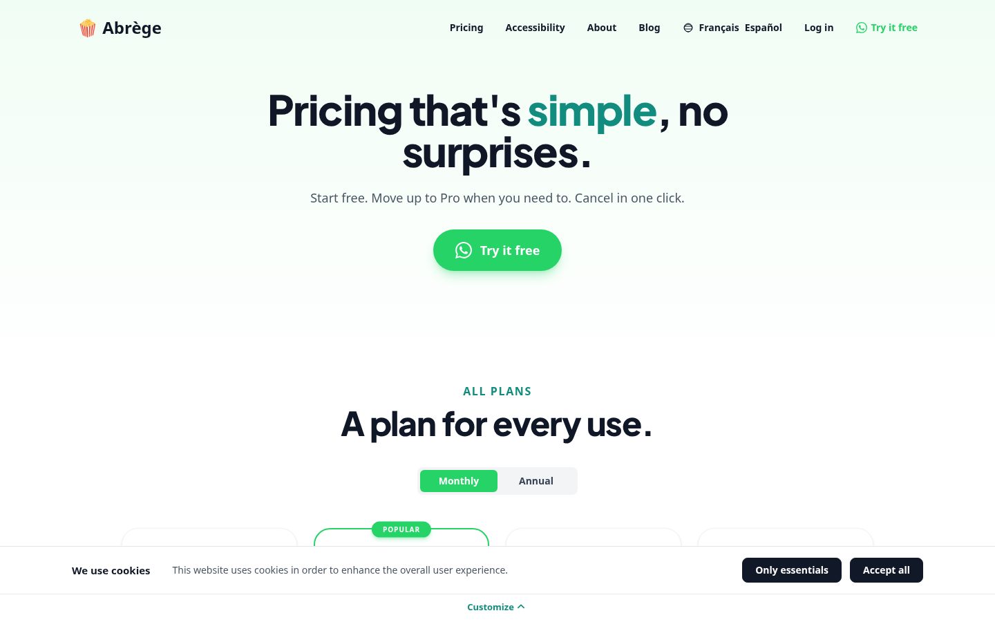 Abrege Pricing