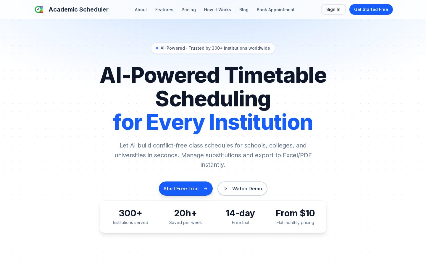 Academic Scheduler Homepage