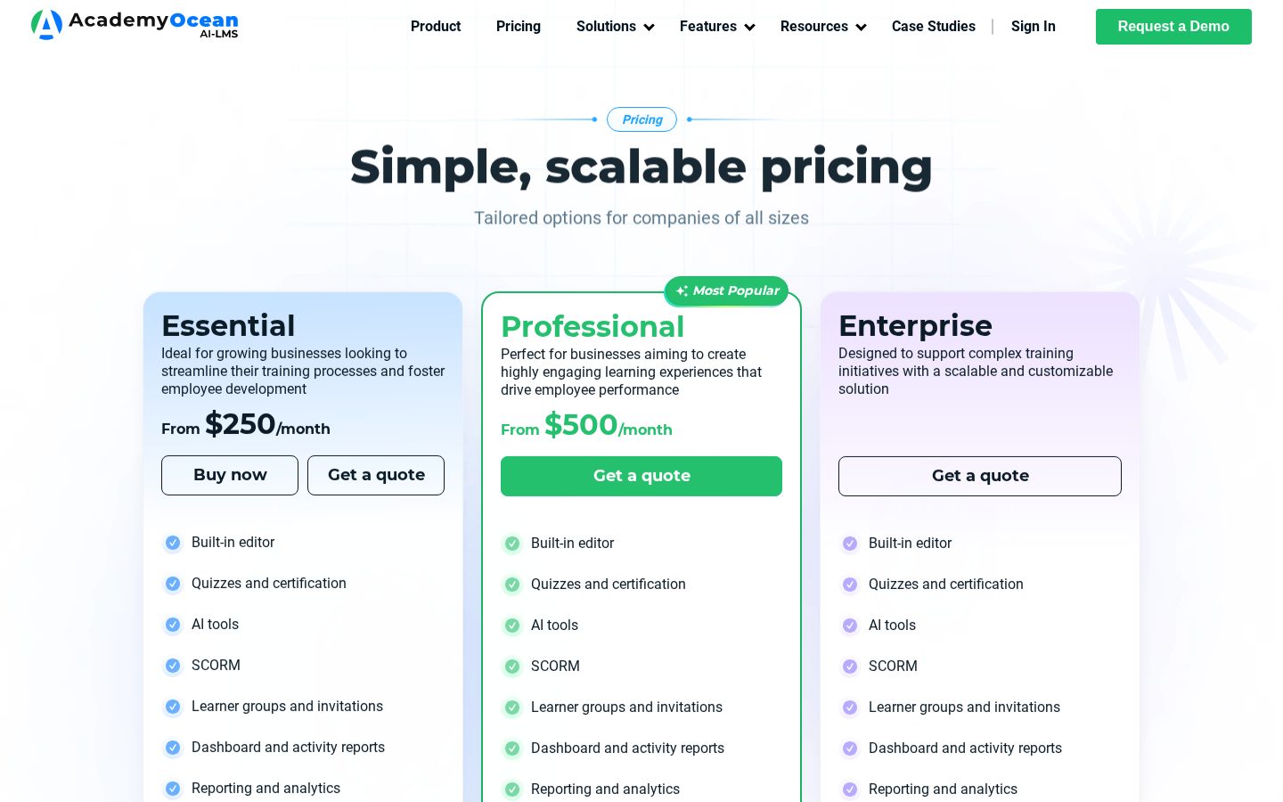AcademyOcean Pricing