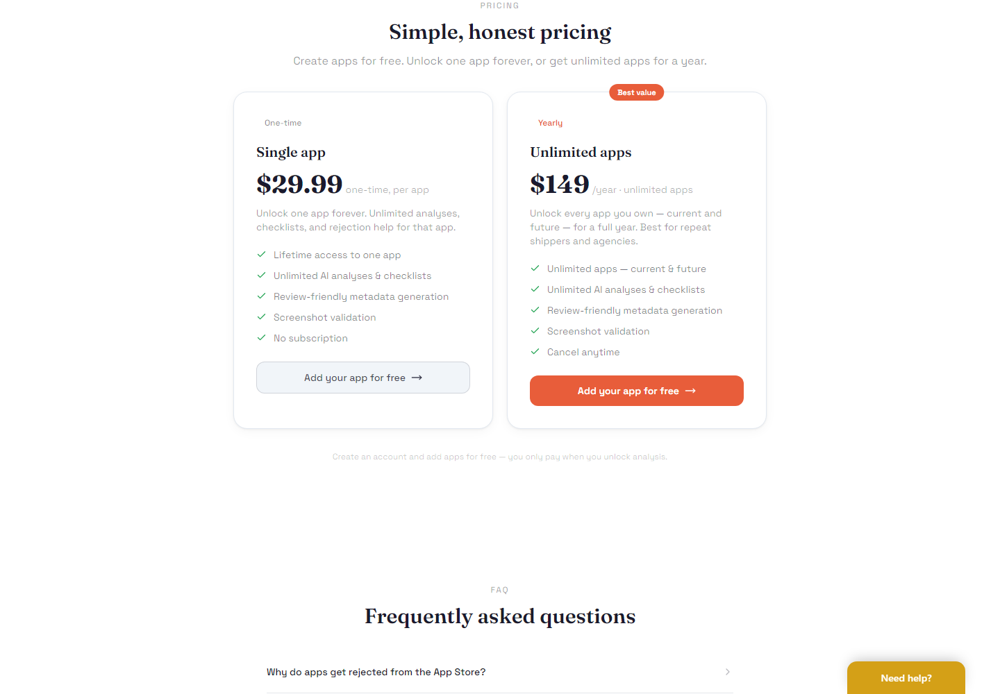 AcceptMyApp pricing
