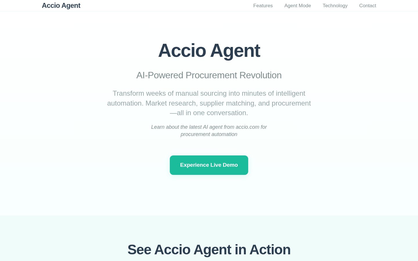 Accio Agent Homepage