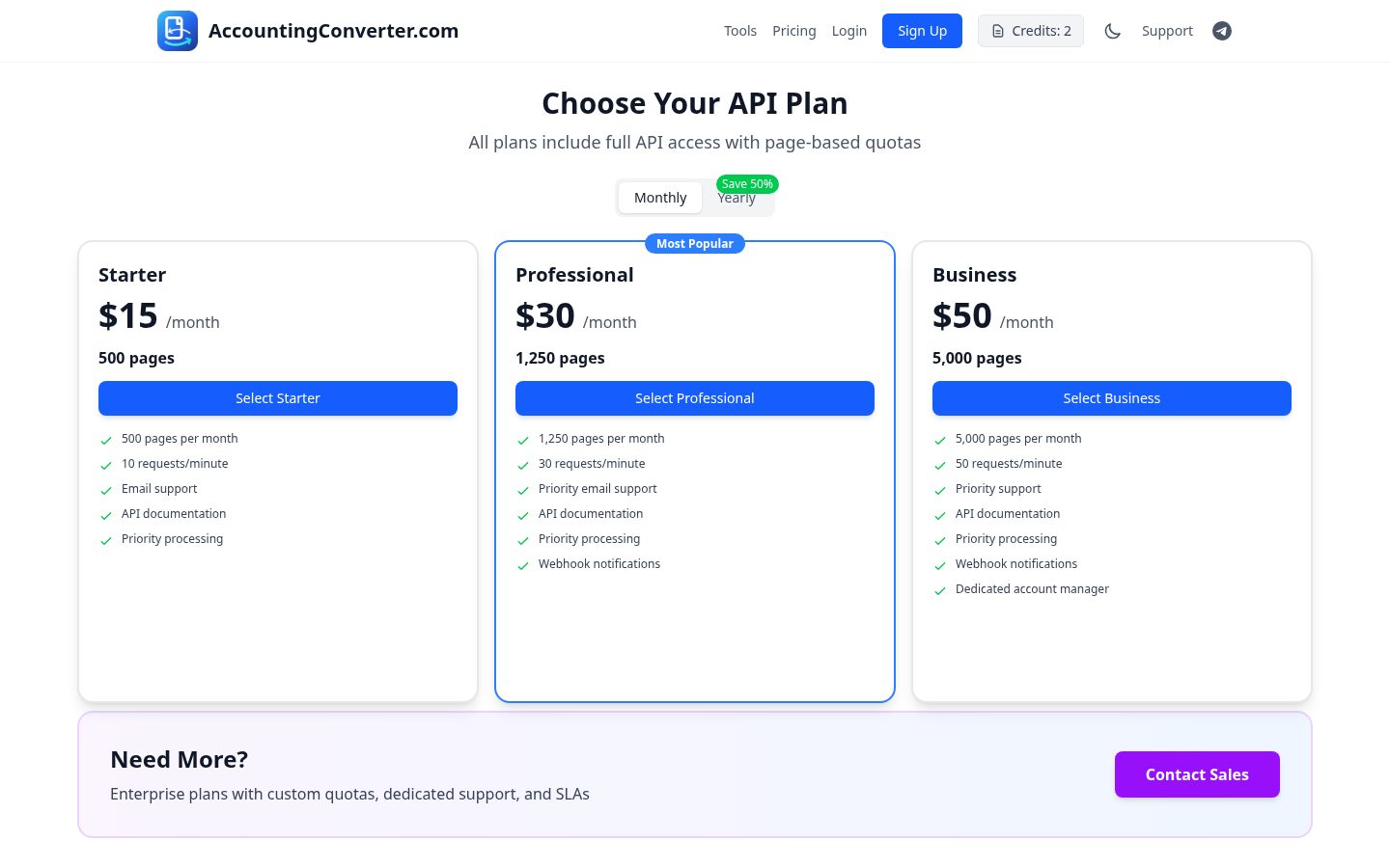 AccountingConverter Pricing