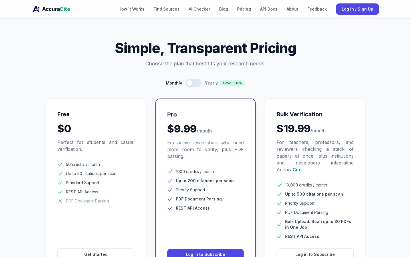 AccuraCite Pricing