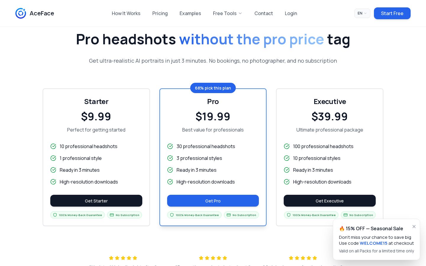 AceFace Pricing