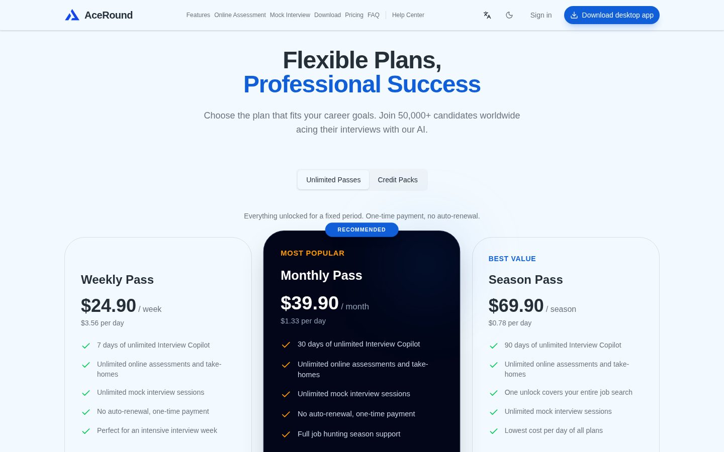 AceRound AI Pricing