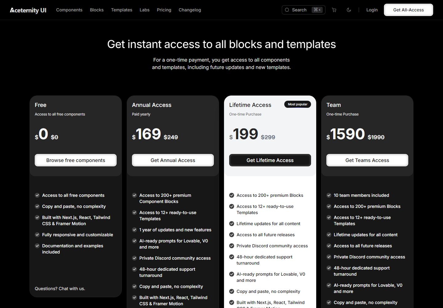 Aceternity UI pricing