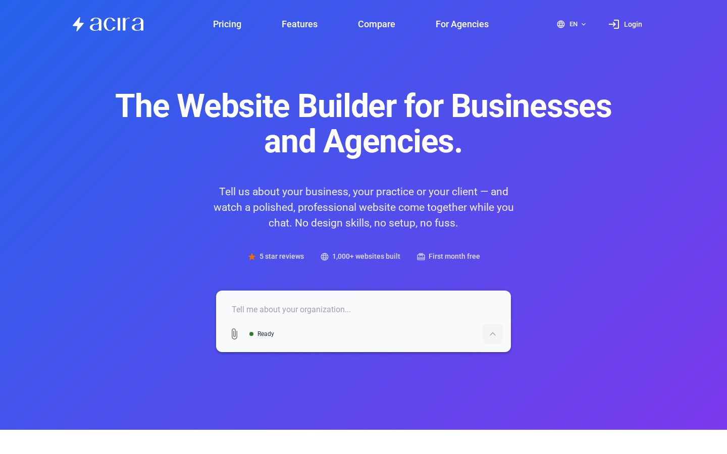 Acira AI Homepage