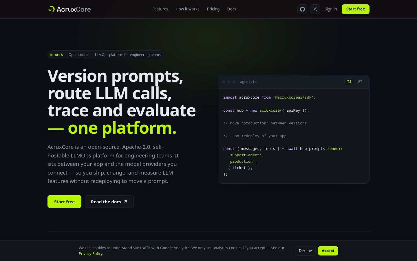 AcruxCore Homepage