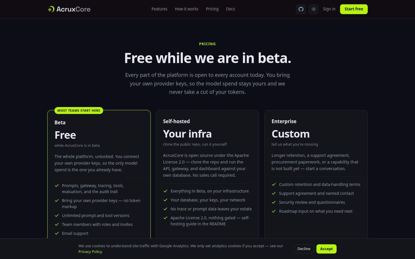 AcruxCore Pricing