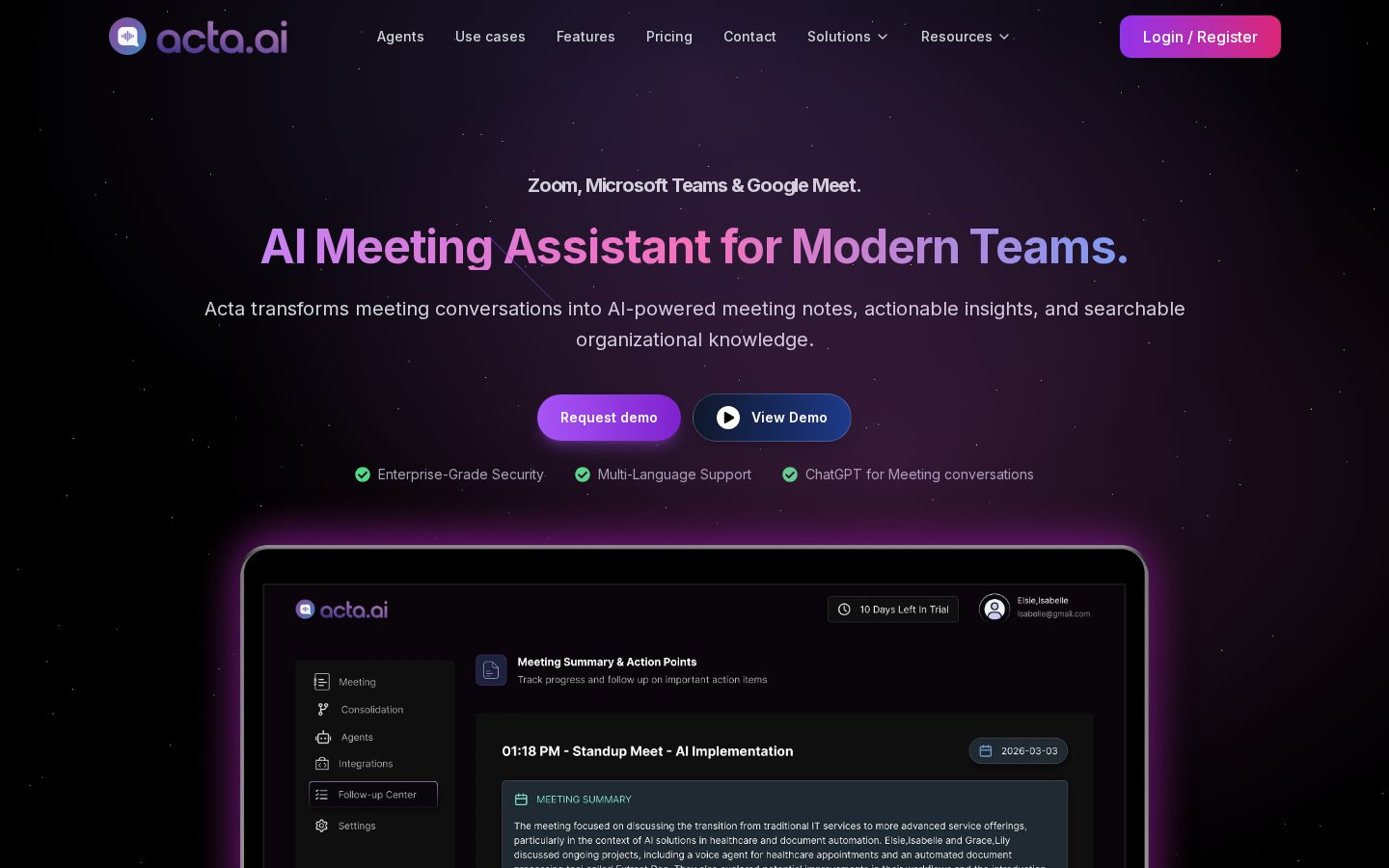 Acta Agent Homepage