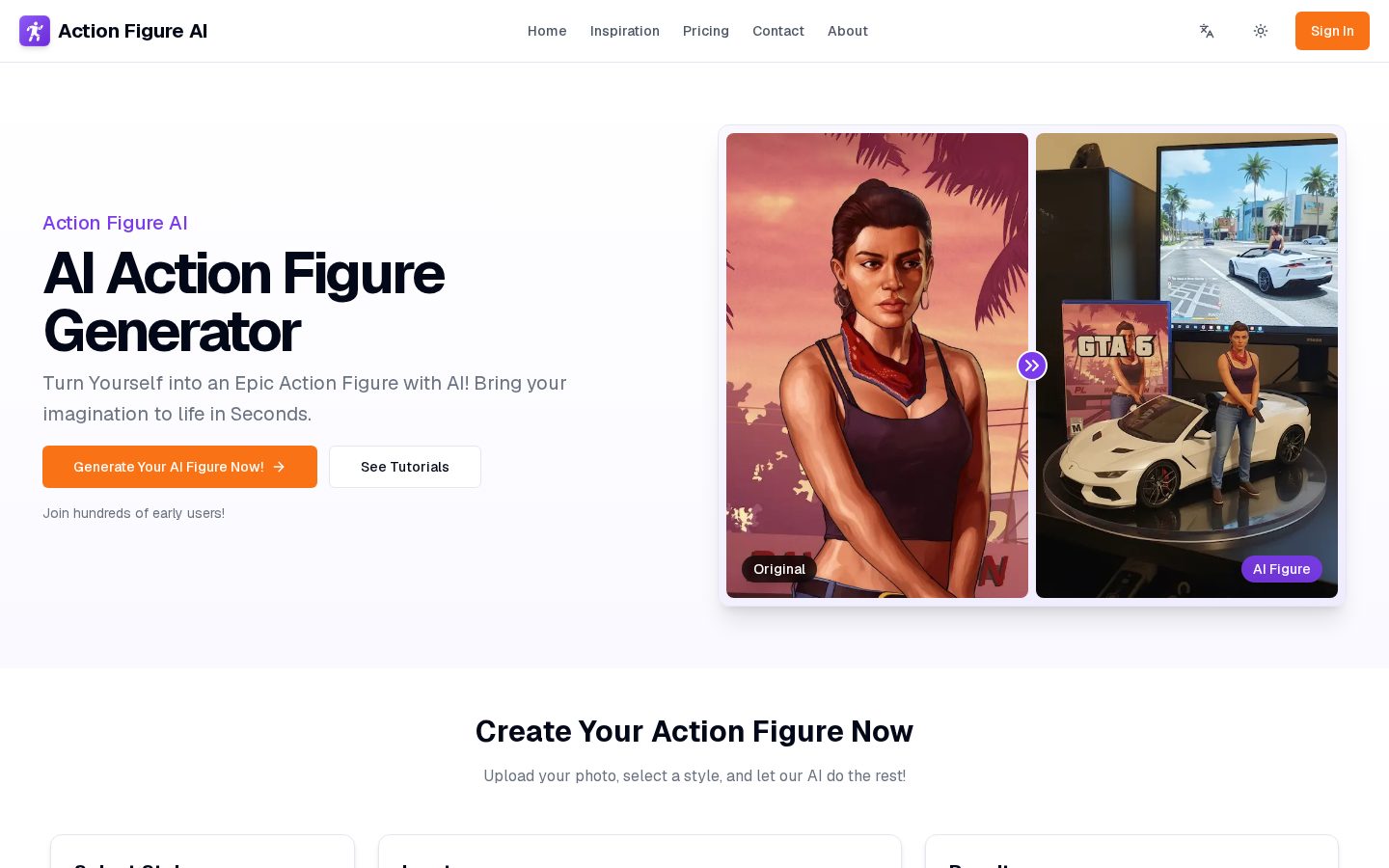 Action Figure AI Homepage
