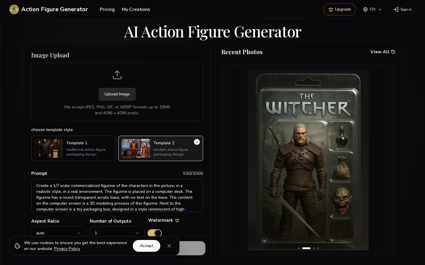 Action Figure Generator Homepage