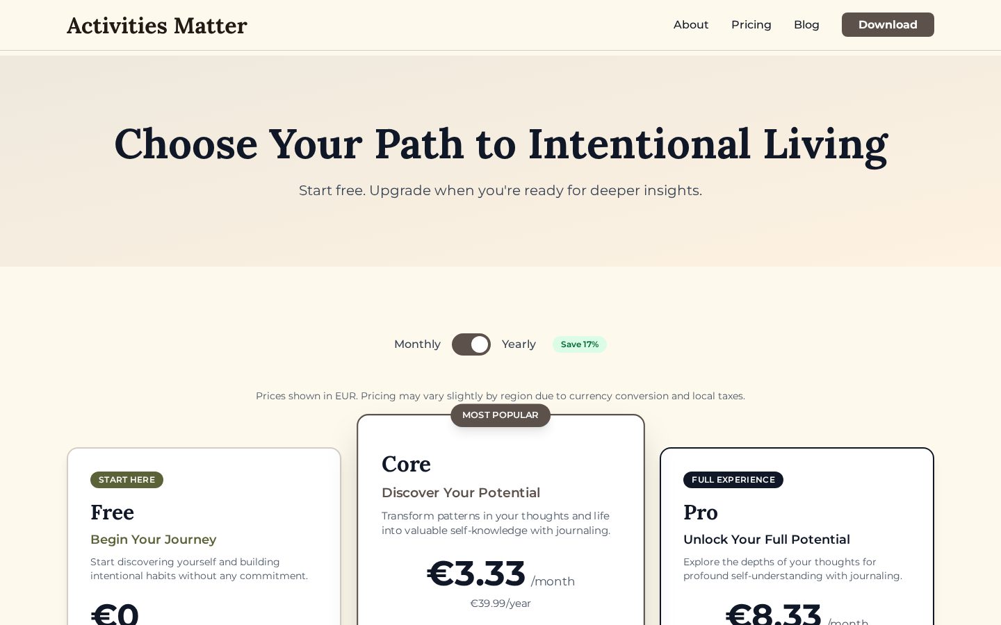 Activities Matter Pricing