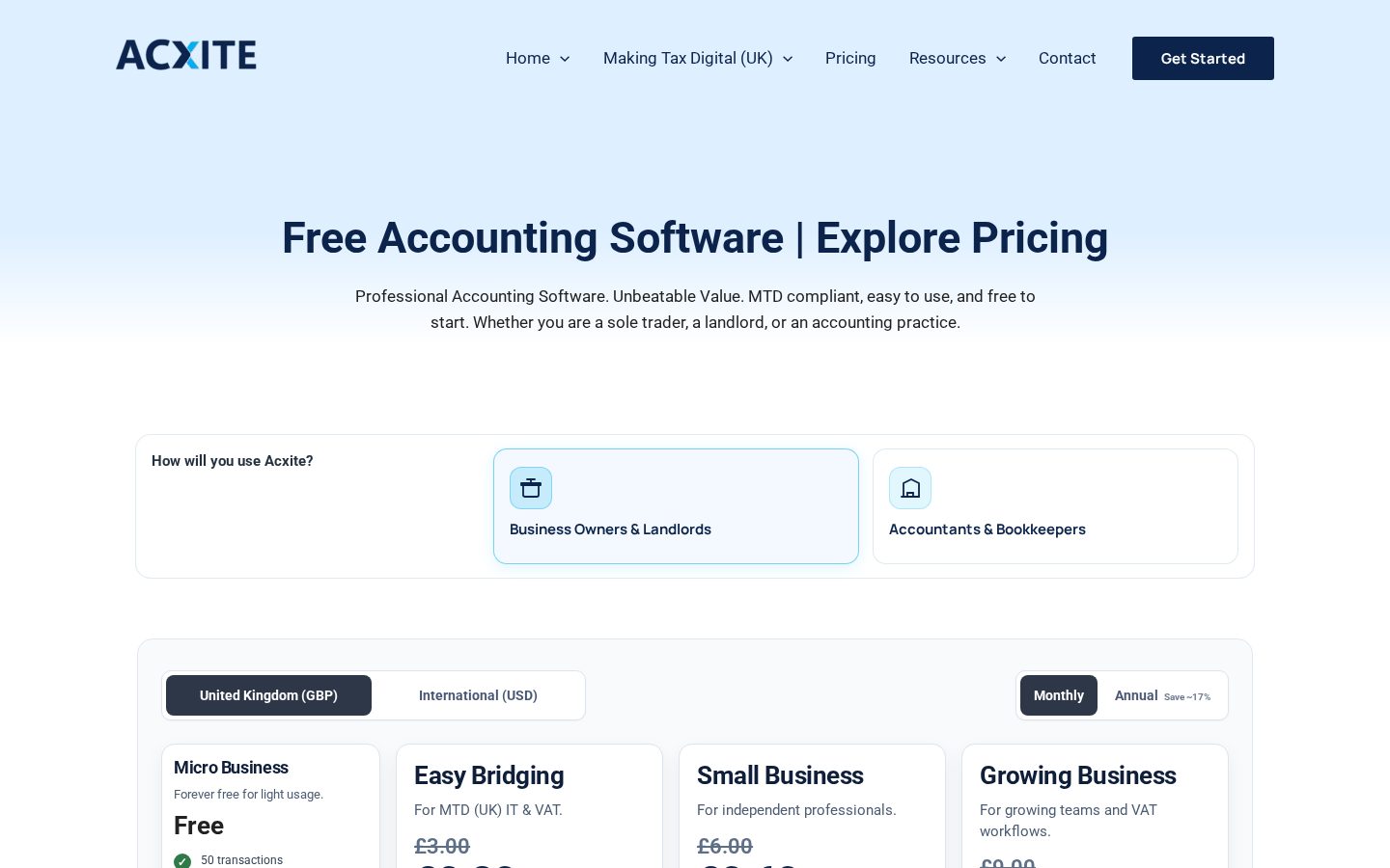Acxite Pricing