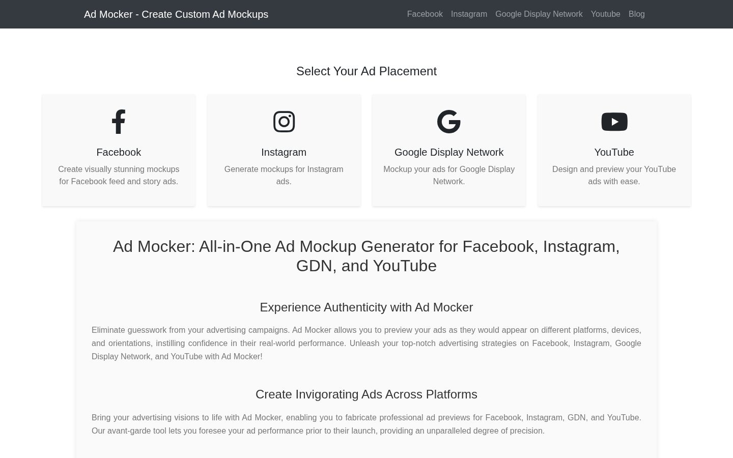 Ad Mocker Homepage