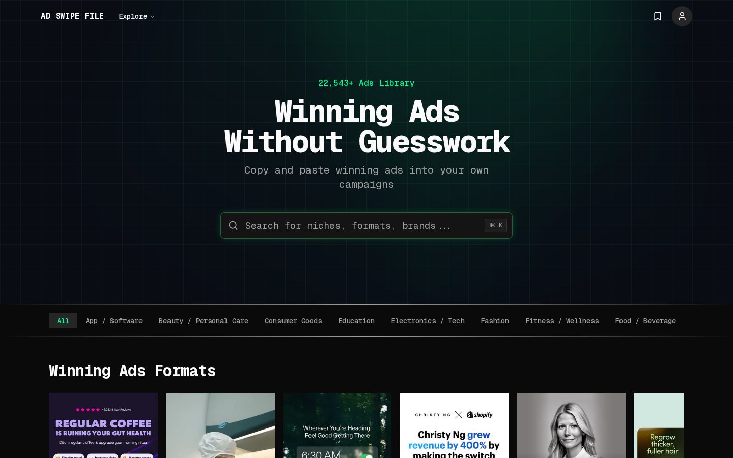 Ad Swipe File Homepage