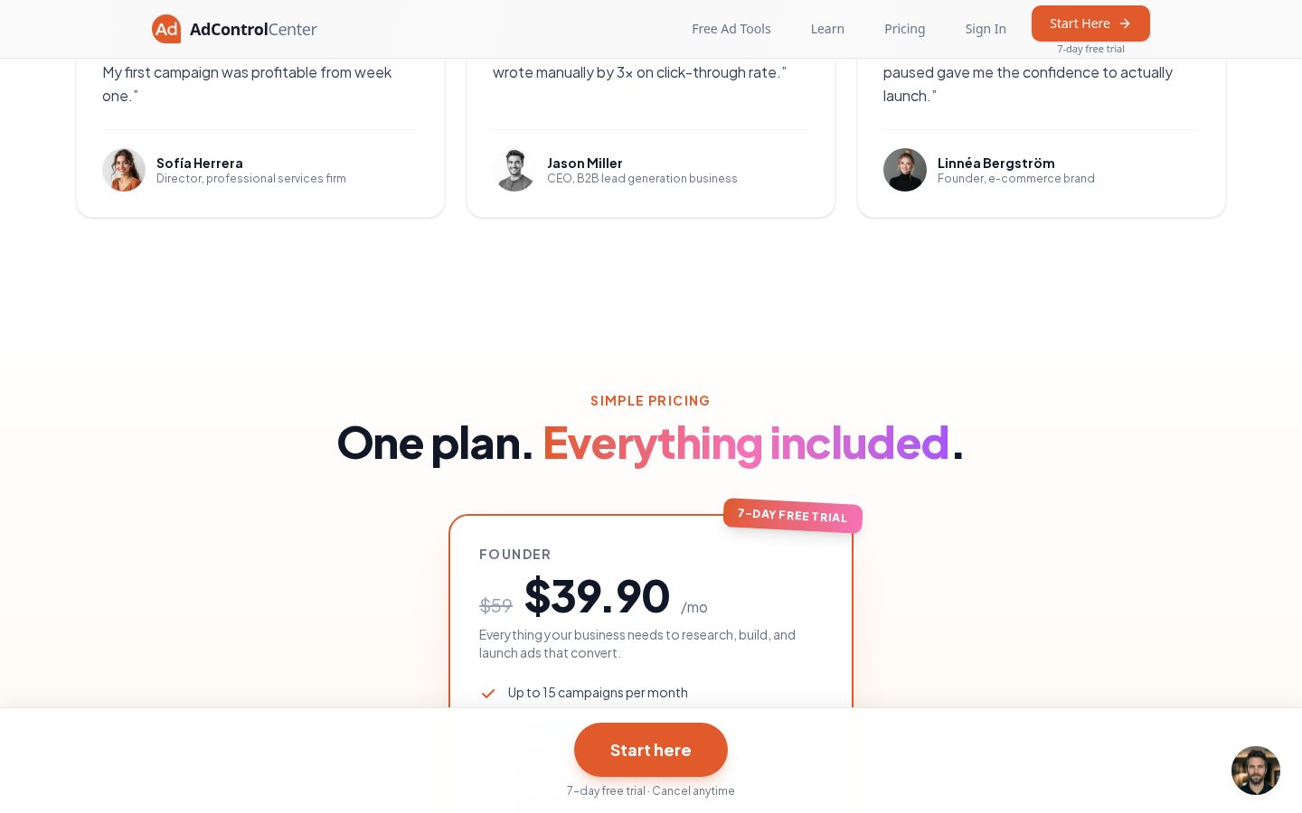 adcontrolcenter.com Pricing