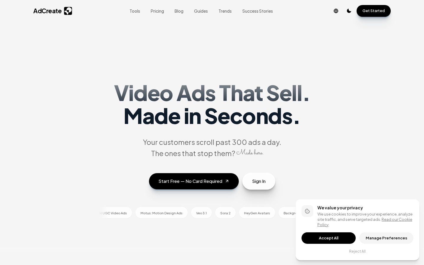 AdCreate Homepage
