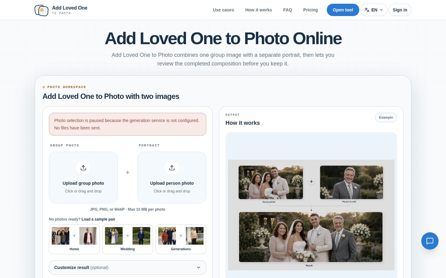 Add Loved One to Photo Online Homepage