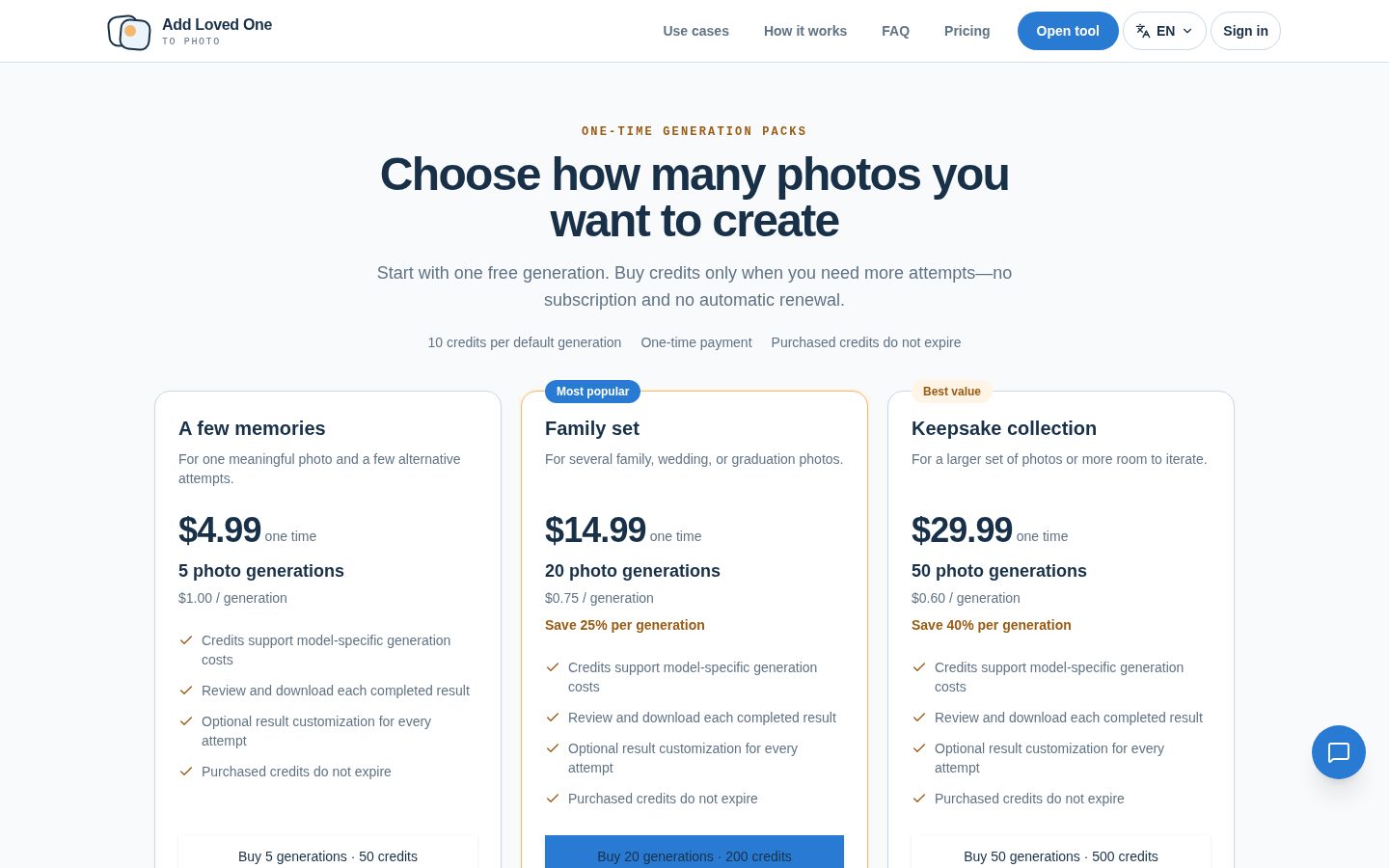Add Loved One to Photo Online Pricing