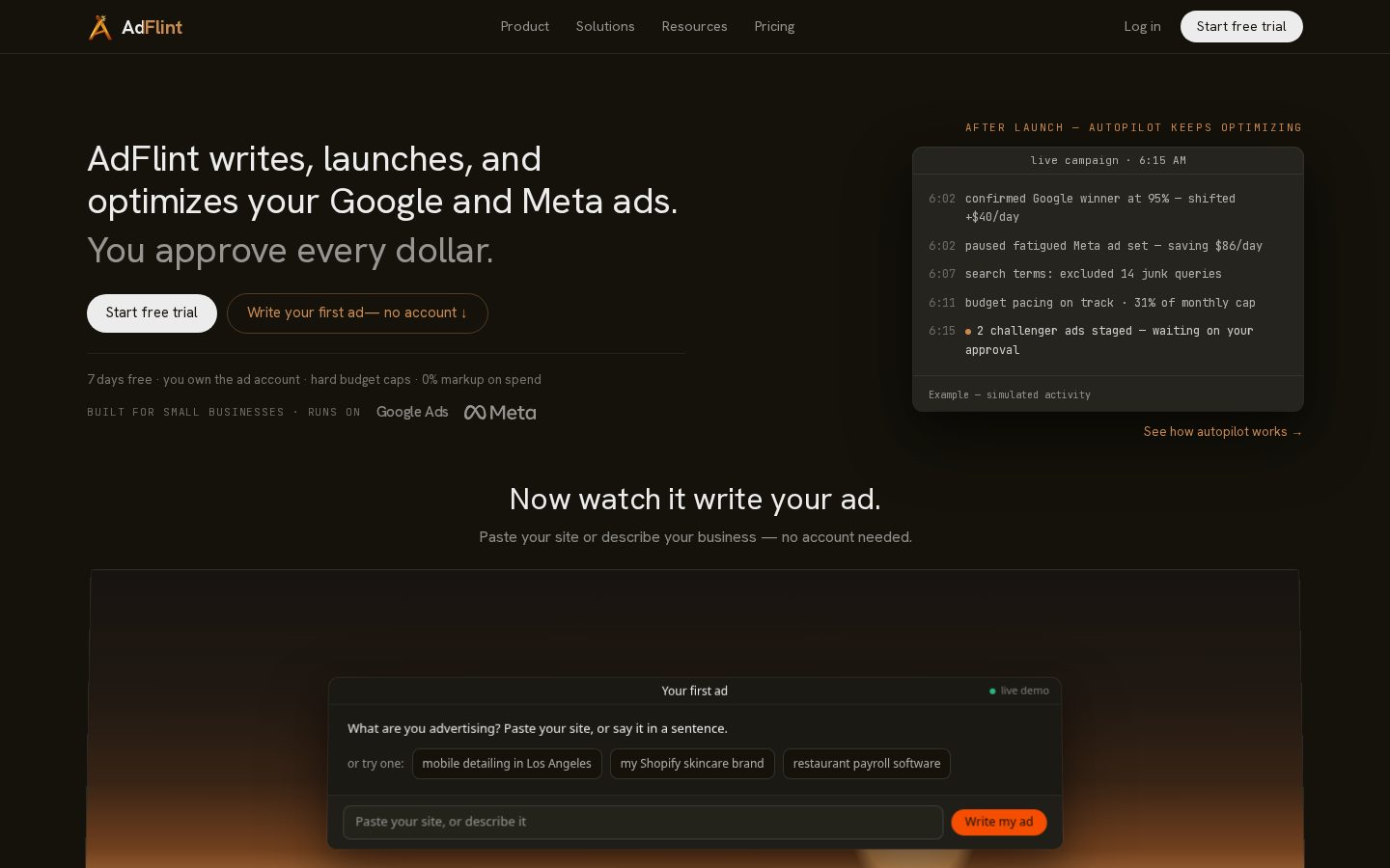 AdFlint Homepage