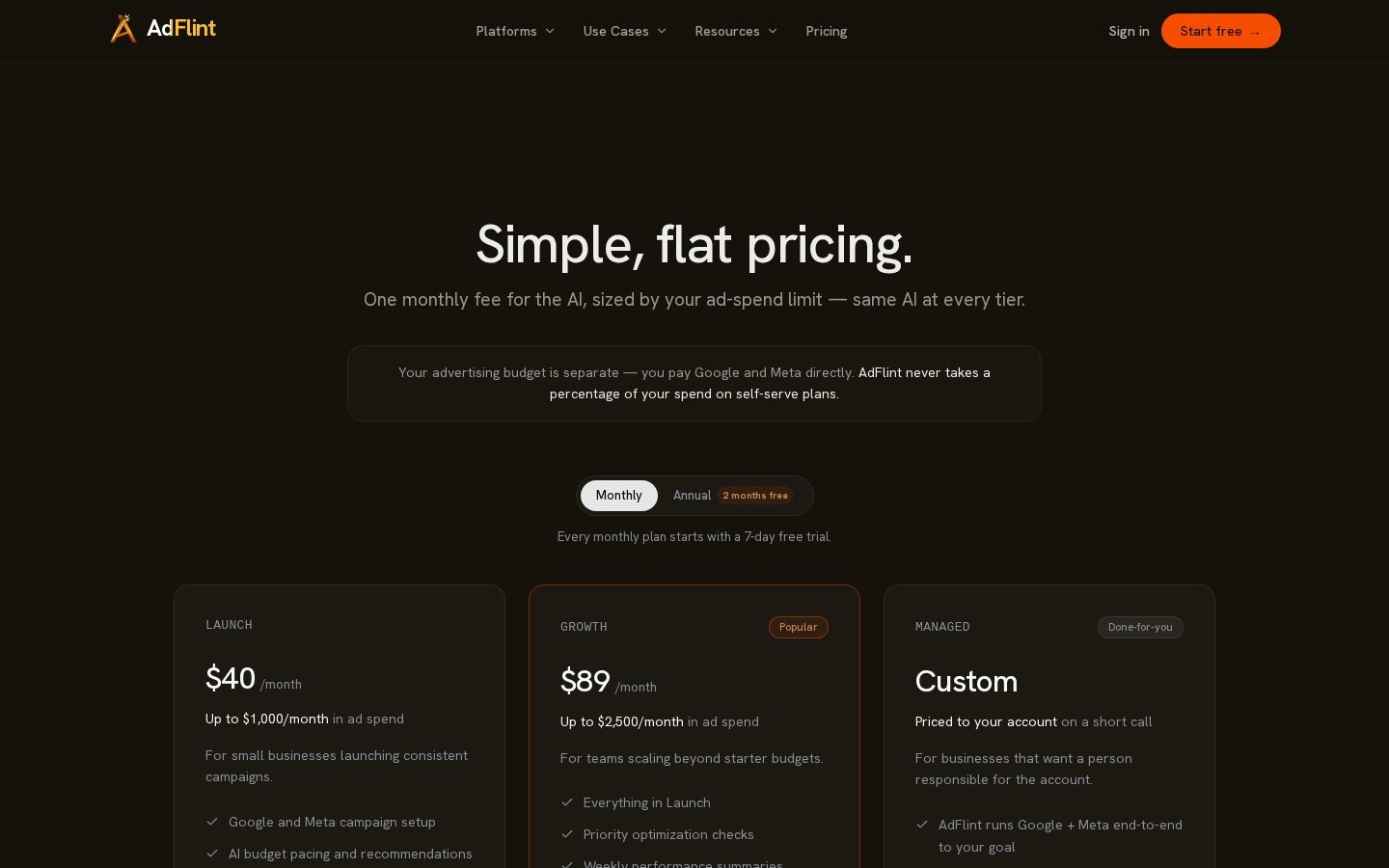 AdFlint Pricing