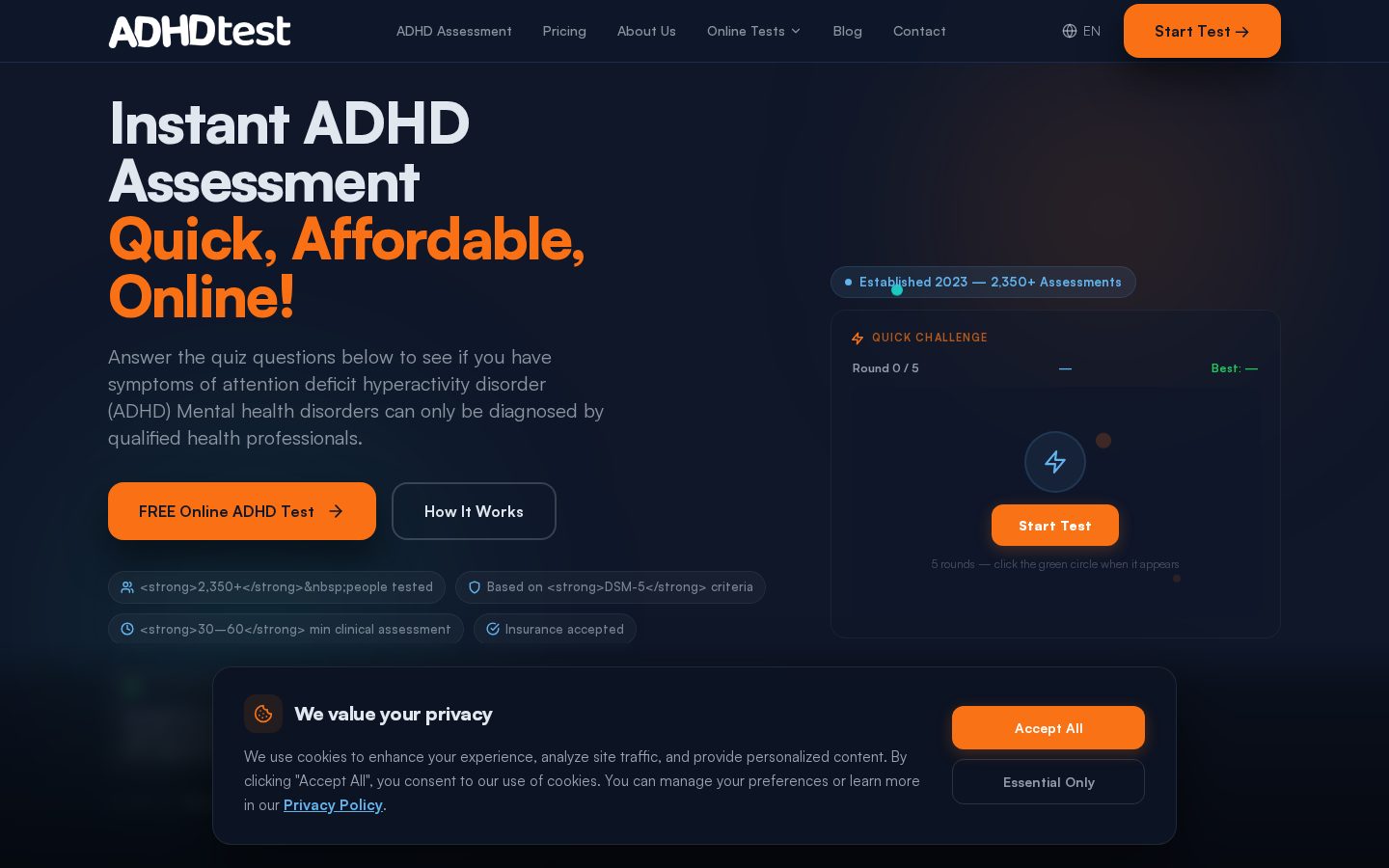 ADHDtest.ai Homepage