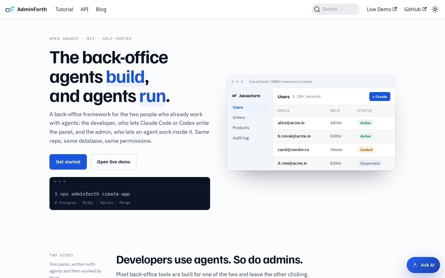 AdminForth Homepage